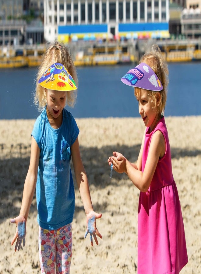 80UncleKimby 30Sets Summer Felt Visor Hats Crafts Kits for Kids Bulk, DIY Beach Sun Visor Hat Activities with Stickers for Hawaiian/Luau/Under-The-Sea Party Supplies - Image 2